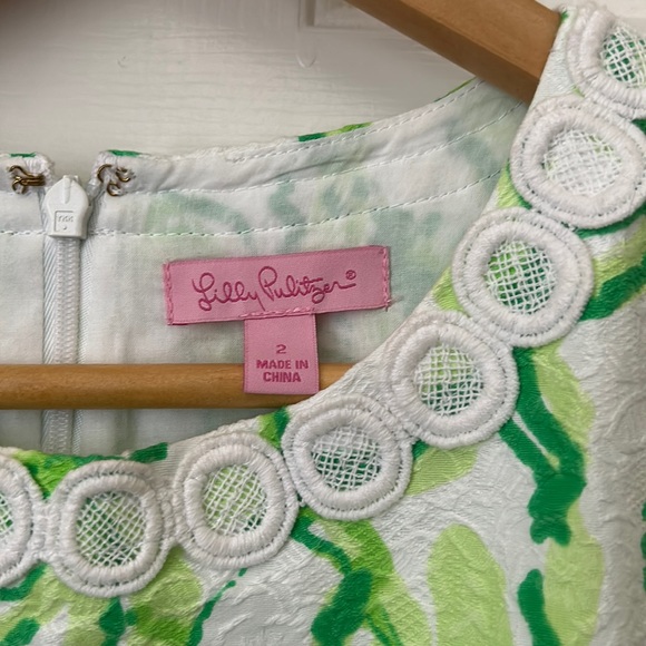 LILLY PULITZER classic green floral dress with plus FREE ID Case - Picture 3 of 8